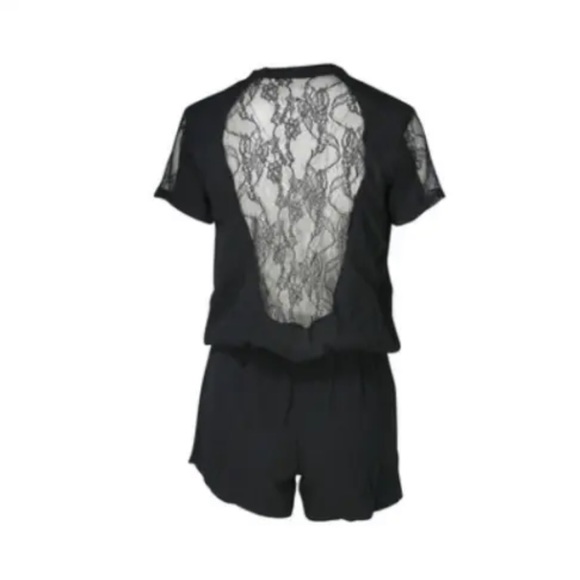 MAJE Black Silk and Lace Shorts Evening Romper Size 40 - Picture 2 of 6